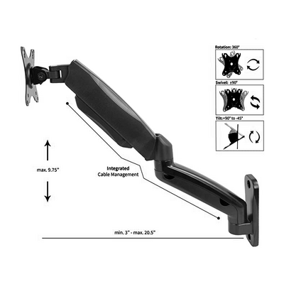 70-100-1 MODULAR SOLUTIONS MONITOR MOUNT HEIGHT ADJUSTABLE, ARTICULATING